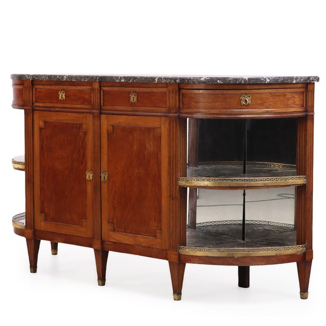 French Mahogany Louis XVI Marble Top French Sideboard, C. 1880 For Sale - Image 3 of 8