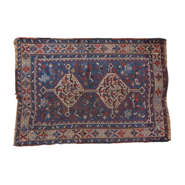 Vintage Kamseh Rug - 3'6" X 4'10" For Sale - Image 9 of 9