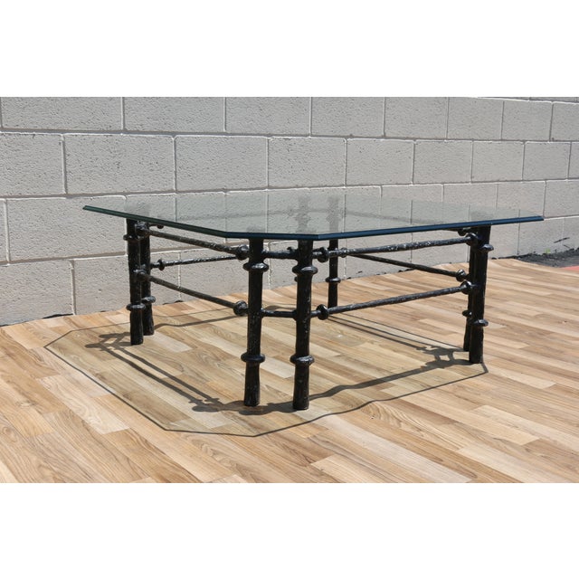 Vintage Giacometti Style Brutalist Sculptural Metal & Glass Coffee Table, 1970s For Sale - Image 12 of 18