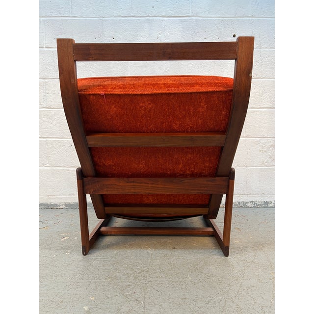 Wood Unique Mid-Century Modern Teak Orange Lounge Chair For Sale - Image 7 of 9