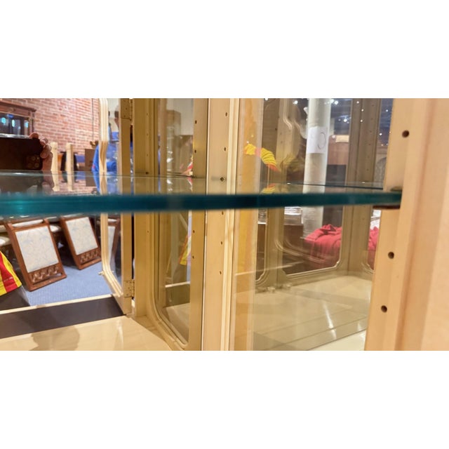 Wood 1970s Henredon Folio 10 Faux Goatskin Collection Pair of Display Cabinets For Sale - Image 7 of 11