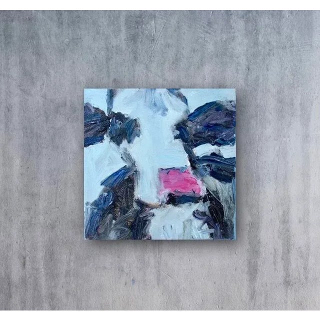 Abstract Cow (Black) Oil Painting by L Haas For Sale - Image 10 of 10