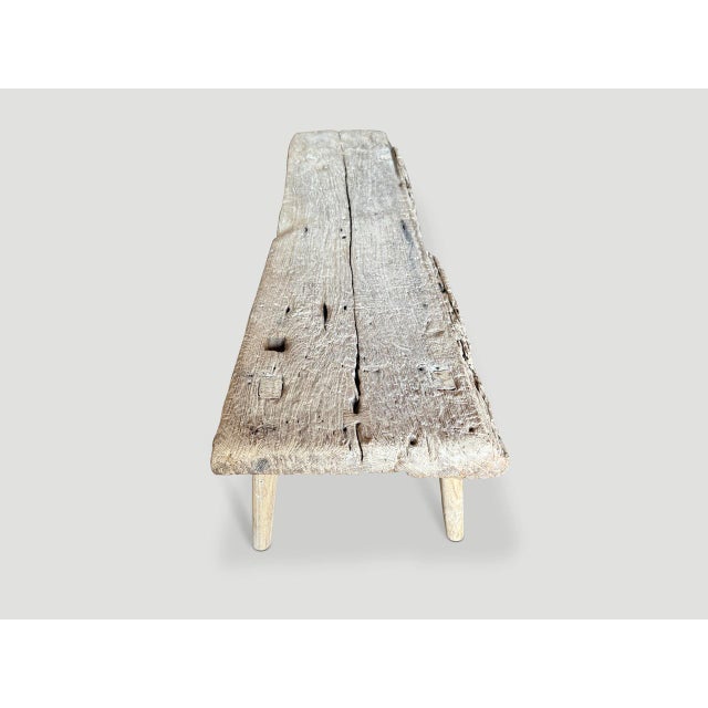 2010s Andrianna Shamaris Ancient Teak Wood Chaise Or Bench For Sale - Image 5 of 6