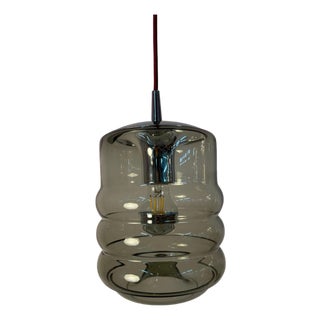 Hanging Lamp in Smoked Glass and Chrome from Peill & Putzler For Sale