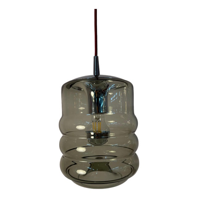 Hanging Lamp in Smoked Glass and Chrome from Peill & Putzler For Sale