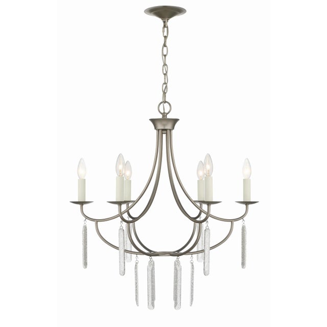Silver Ella 6-Light Classic Candle Chandelier For Sale - Image 8 of 8