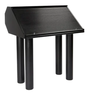 Featured in The 2020 San Francisco Decorator Showcase — 1970s Hans Eichenberger for Röthlisberger Postmodern Black Mahogany & Chrome Roll-Top Desk