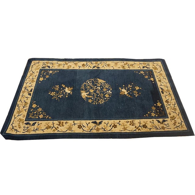 1920 Chinese Peking Rug 3' 1" x4' 11" This antique rug is a classic Chinese Peking piece from circa 1920, notable for its...