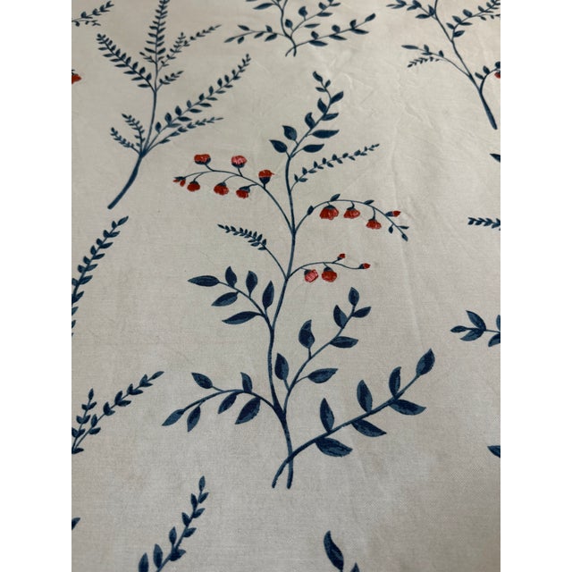 Traditional Schumacher Embroidered Cynthia Hand Printed Fabric 2 1/4 Yards in Blue For Sale - Image 3 of 5