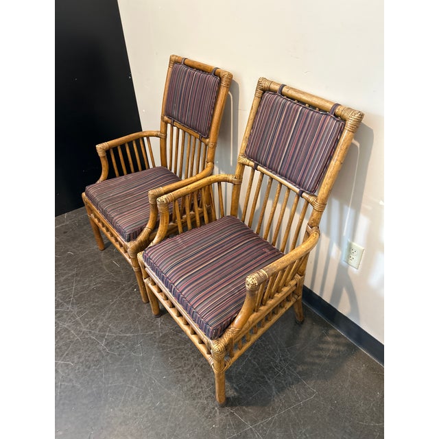 Henredon 1970s Henredon Bamboo Rattan Captain’s Chairs For Sale - Image 4 of 7