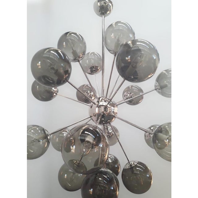 Fabio Ltd 21st Century Nova Polished Nickel Smoky Murano Sputnik Chandelier by Fabio LTD For Sale - Image 4 of 7