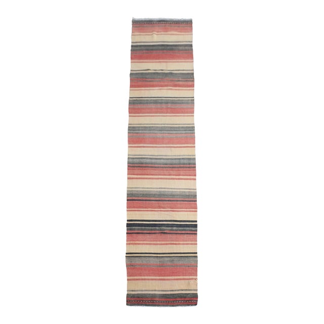 1970s Vintage Handmade Wool Cotton Beige Area Rug For Sale