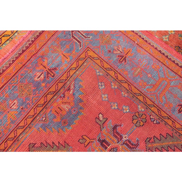 Antique Turkish Oushak Colorful Rug With All-Over Design in Salmon and Blue's 7'9"x12'4" For Sale - Image 11 of 11