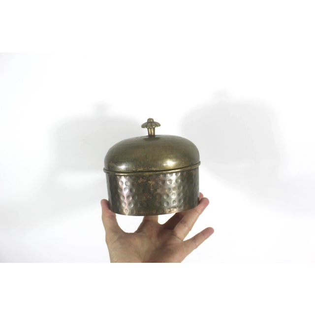 Vintage Hammered Brass Box With Lid and Finial For Sale - Image 9 of 9