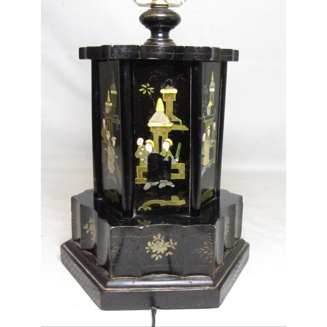 1930s Vintage English Chinoiserie Decorated Table Lamp For Sale - Image 5 of 15
