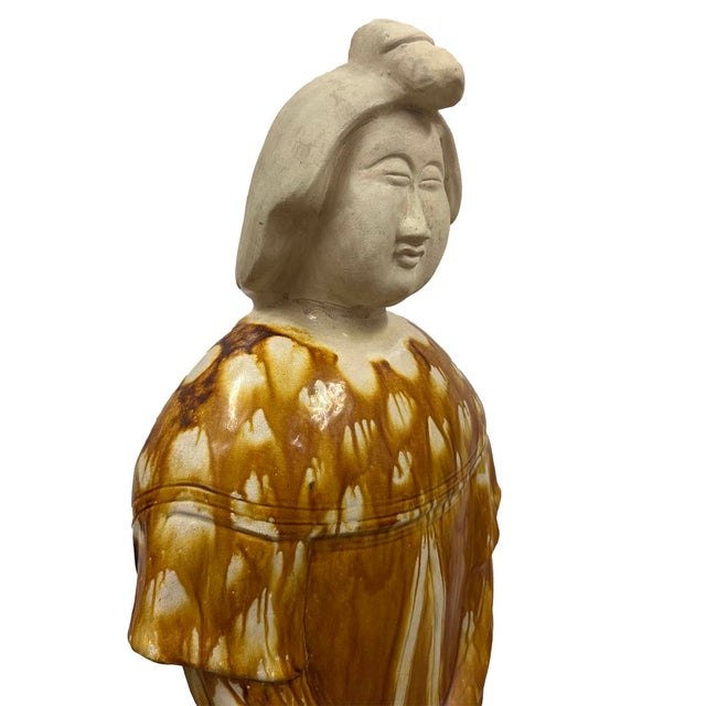 Ceramic Mid Century Large Chinese Sancai Glazed Pottery Figure - Tang Style Court Lady For Sale - Image 7 of 12