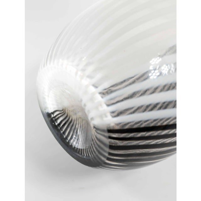 Mid-Century Modern Italian Murano Black and White Art Glass Bottle Vase For Sale - Image 13 of 16