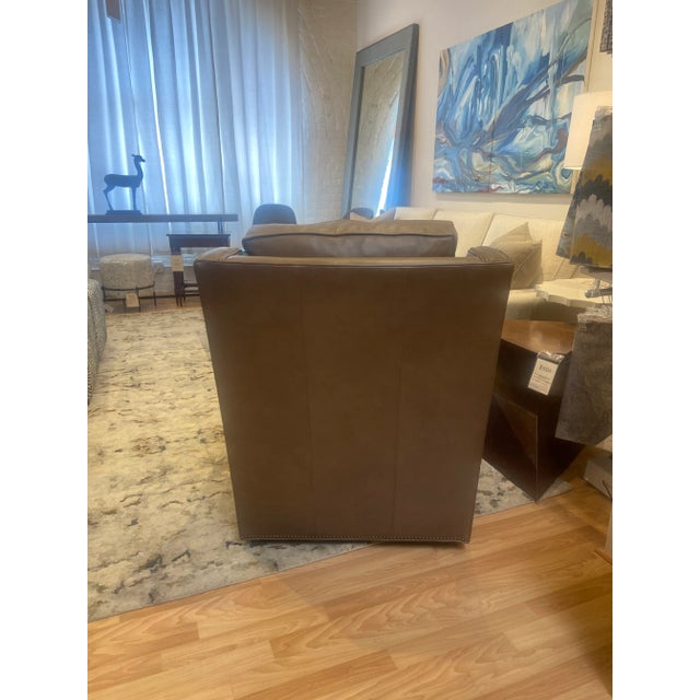 Leather Wingback Swivel Chair For Sale - Image 4 of 8