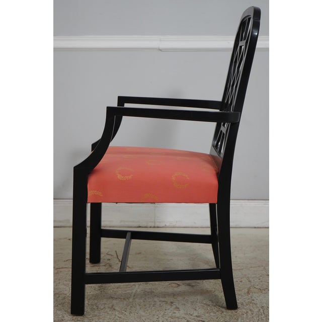 Chinese Pair of Kindel Black & Gold Chinese Chippendale Armchairs For Sale - Image 3 of 18