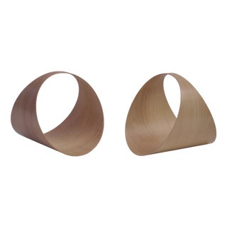 Round Wood Holder and Magazine Rack by Villahomecollection For Sale