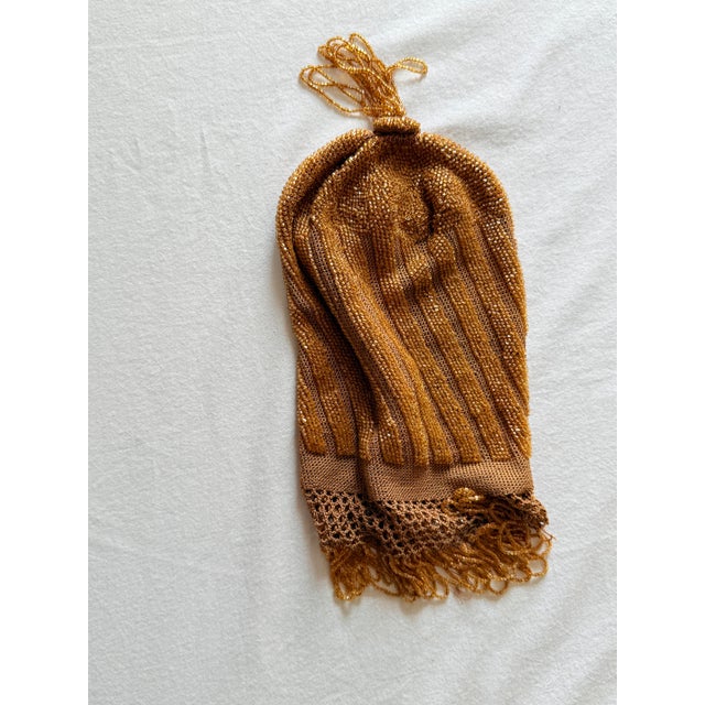 Art Deco Vintage 1920s Art Deco Amber Beaded Reticule Purse For Sale - Image 3 of 9