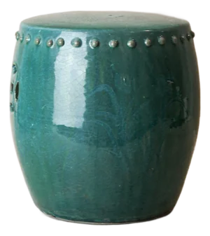 Vintage Emerald Green Ceramic Glazed Asian Garden Stool - No 1