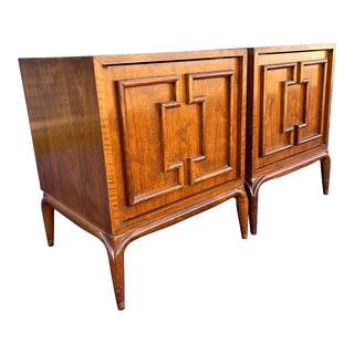 1970s Pair Mid Century Modern Vintage Swedish Nightstands in Vladimir Kagan Style For Sale