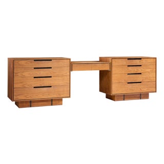 Vladimir Kagan for Dreyfuss Mid Century Walnut and Lucite Vanity Dresser For Sale