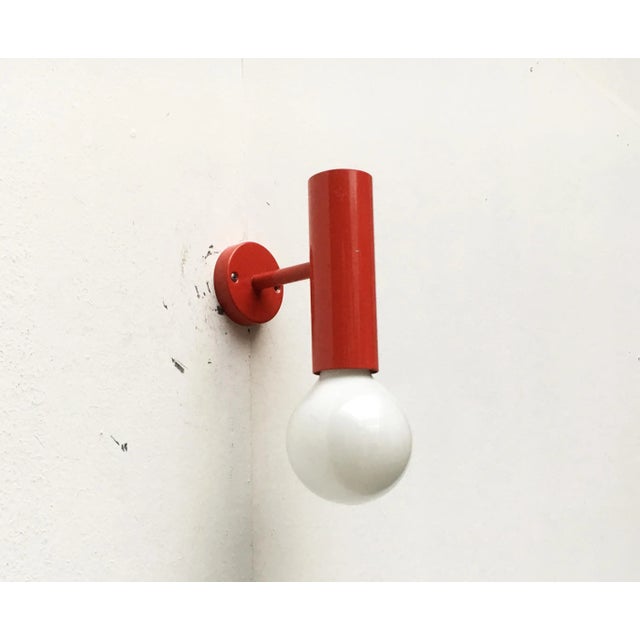 Mid-Century Modern Minimalist Red Wall Lamps, Set of 2 For Sale - Image 4 of 18