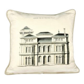 Design for an Italian Residence Linen Architecture Pillow For Sale