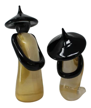 Chinese Murano Glass Sculptures - Set of 2