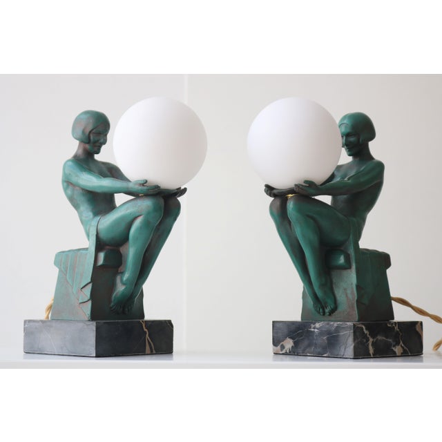 Délassement Table Lamps by Max Le Verrier, 1930, France, Set of 2 For Sale - Image 10 of 14