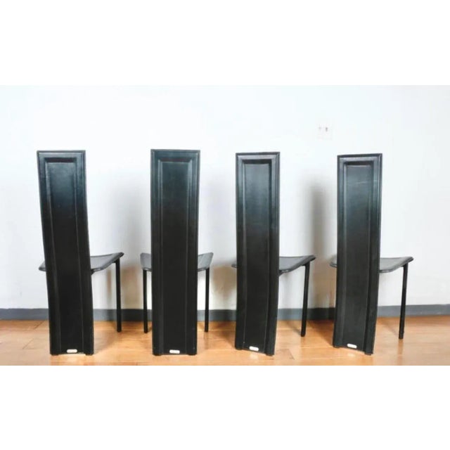 Animal Skin 1980s Italian Leather Highback Dining Chairs by Artedi - Set of 8 For Sale - Image 7 of 8