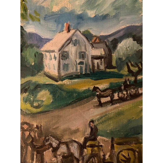 Wood Beautiful Wpa Social Realism Style Vintage Landscape Painting For Sale - Image 7 of 17