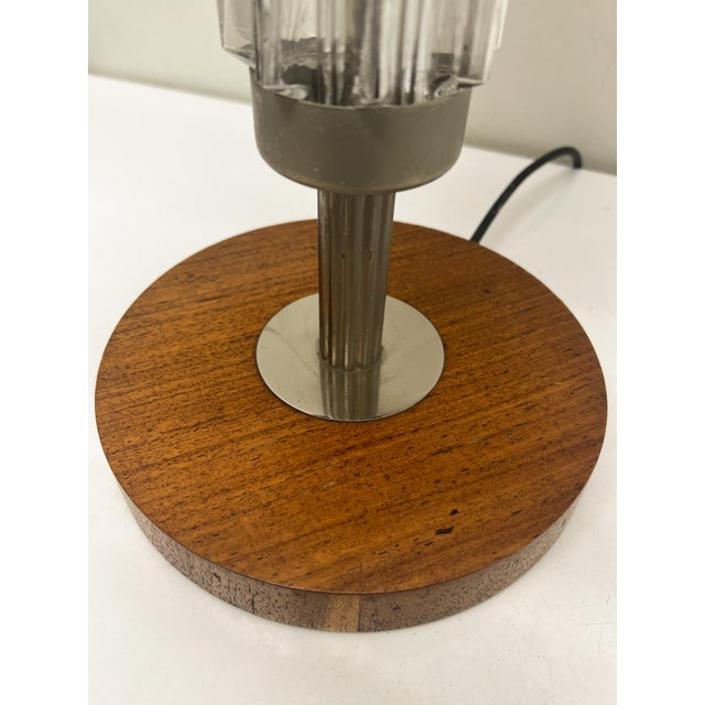 1960s Mid-Century Table Lamp in Glass and Wood with Red Shades, 1960s For Sale - Image 5 of 15