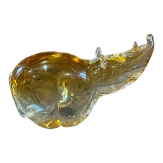 Vintage Glass Rhinoceros by Murano For Sale