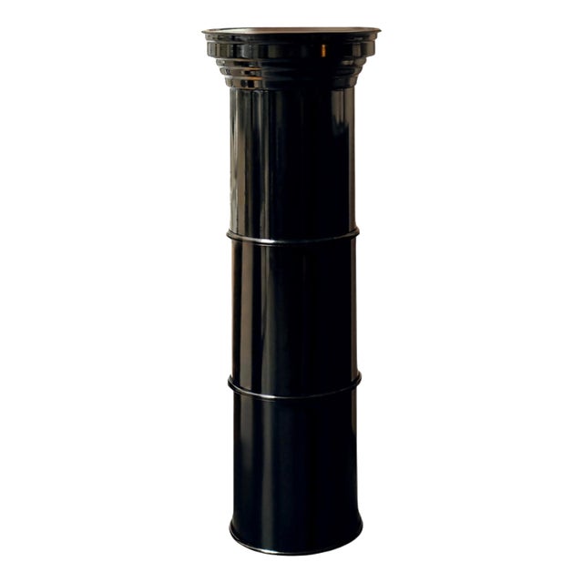 Rl 11 Cylindrical Pedestal in Licorice Glossy Varnished Aluminum by Caspal For Sale