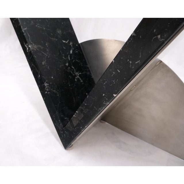 Late 20th Century V Shape Marble Base Thick Glass Top Modern Custom Design Console Table For Sale - Image 10 of 12