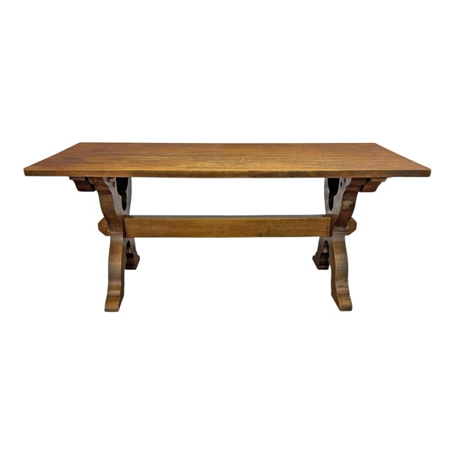 Mid-Century Modern Early 20th Century Danish Oak Trestle Table For Sale - Image 3 of 15