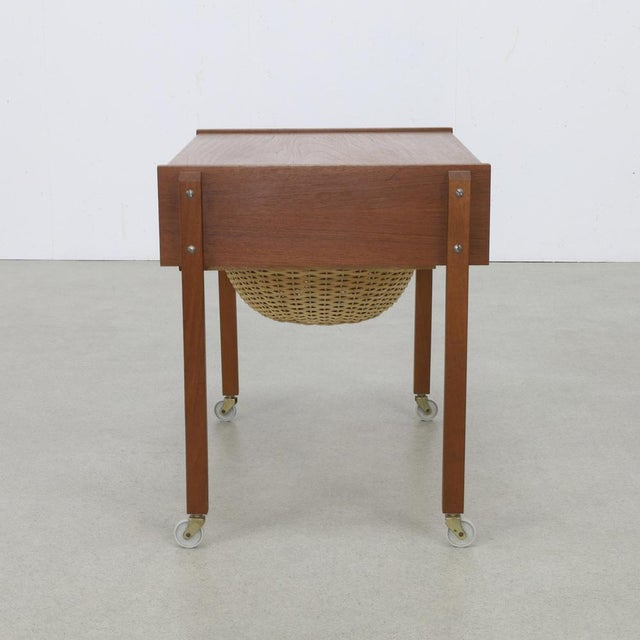 Side Table with Rattan Basket, 1960s For Sale - Image 4 of 8