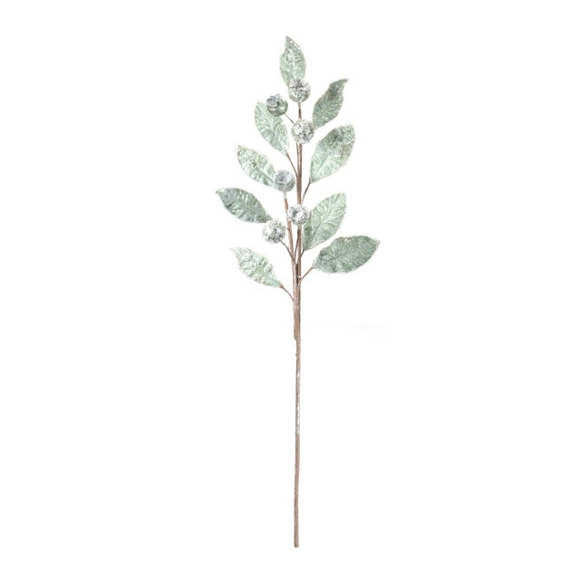 Add a festive touch of nature to your holiday decor with this stunning Set of Glittered Pod Leaf Sprays. Featuring elegant...
