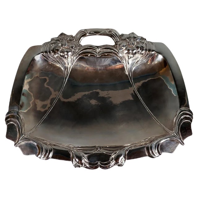 Art Nouveau Viennese Silver Server with Floral Decoration, 1900s For Sale