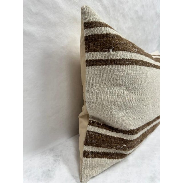 Turkish Hemp Pillow Cushion Natural Brown Beige Pillow Cushion Cover 16" x 24" For Sale - Image 4 of 4