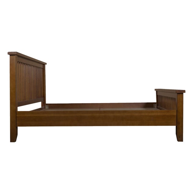 2020s Mission Quarter Sawn Oak Slat Bed - Walnut For Sale - Image 5 of 8