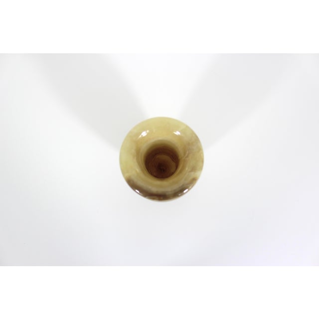 Gemstone Vintage Onyx Marble Vase, Amber Cream Crystal Veining, Shelf Styling Decor, Stone For Sale - Image 7 of 9