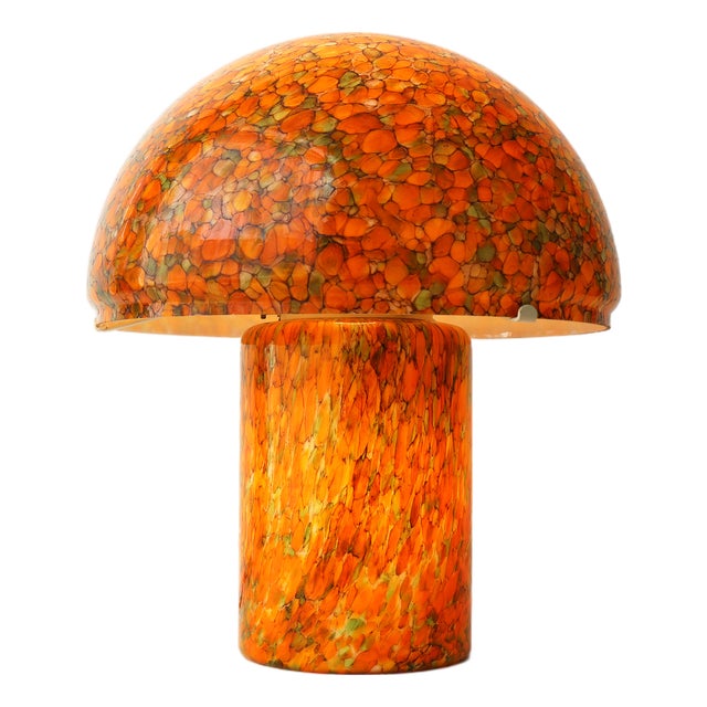 Large Vintage Mushroom Lamp in Orange Art Glass from Peill & Putzler, 1970s For Sale