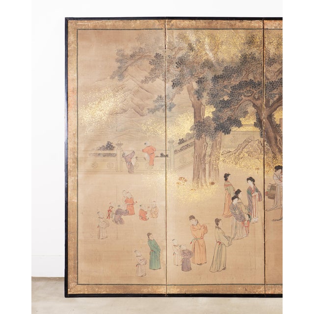 Japanese 19th C. Japanese Edo Six Panel Screen Chinese Official's Gathering For Sale - Image 3 of 18