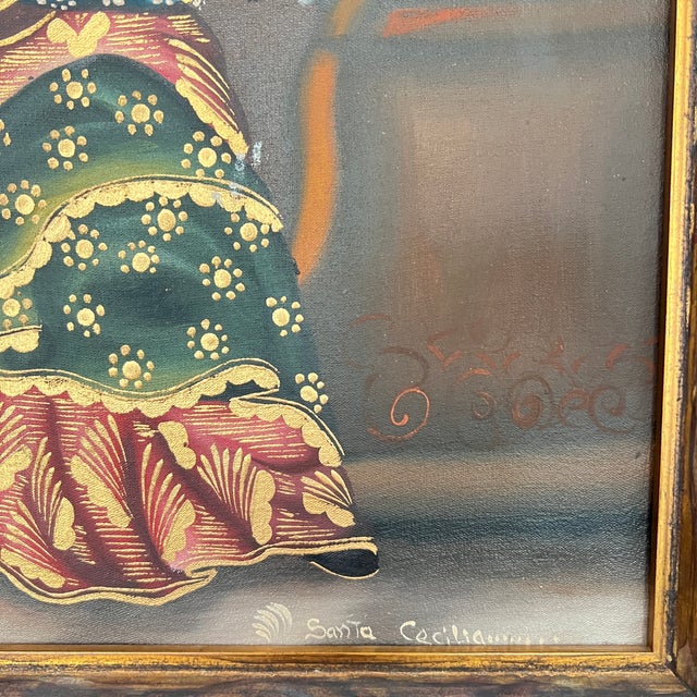 Mid 20th Century Cuzco School Painting of Saint Cecilia For Sale In San Antonio - Image 6 of 6