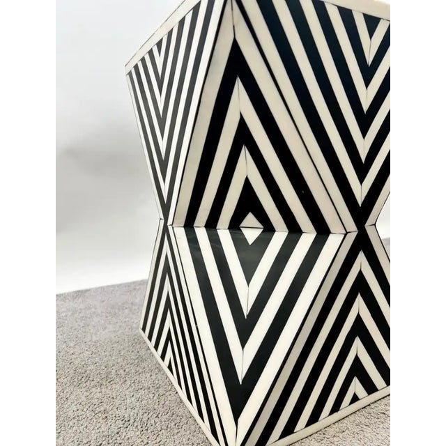 Art Deco Style Black & White Resin Sculptural Side, End Table or Stool, a Pair For Sale - Image 9 of 12