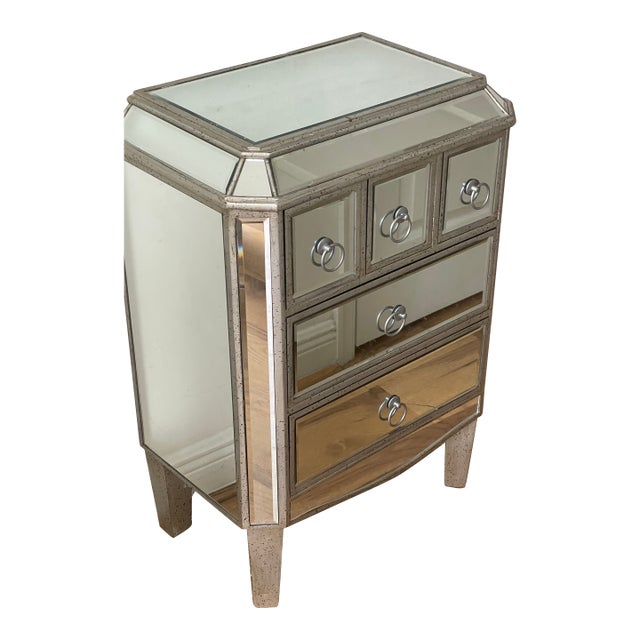 Reduced -Small Mirrored Commode Chest of Drawers For Sale